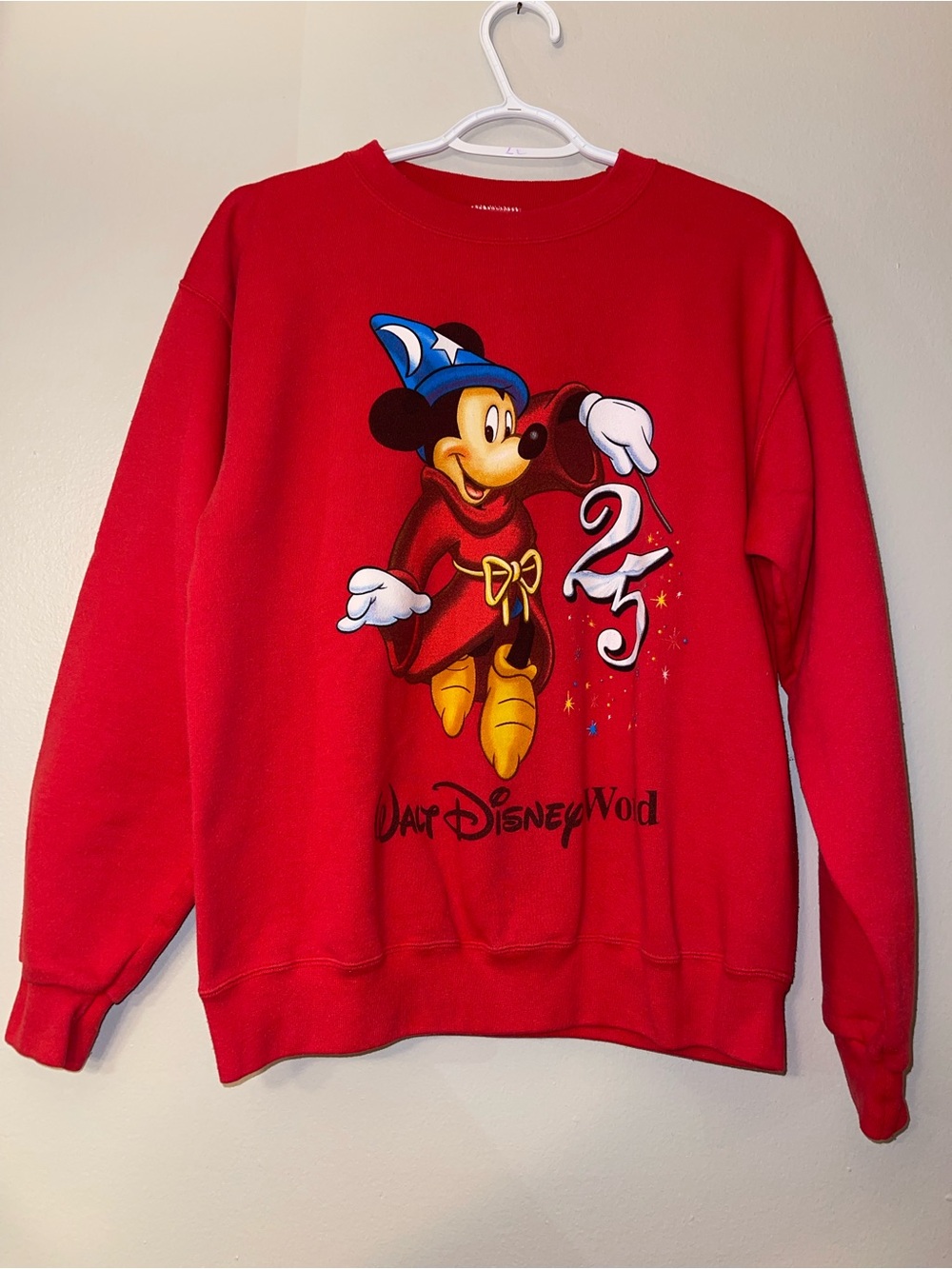 Disney Red Mickey Mouse Sorcerer Crewneck Sweatshirt
